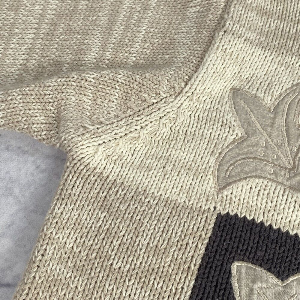 Orvis Womens Sweater Size S Beige Gray Cardigan Embroidered Leaves Cottage VTG - Picture 14 of 16